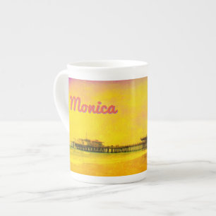 Tasse En Porcelaine Père Noël Monica Jaune et violette Votre nom