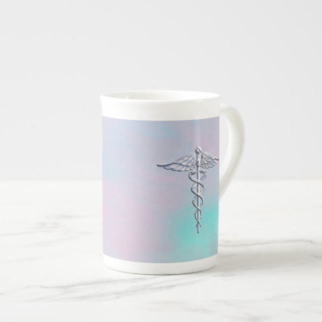 Tasse En Porcelaine Perle Médicale de mère de symbole de caducée (Devant droit)