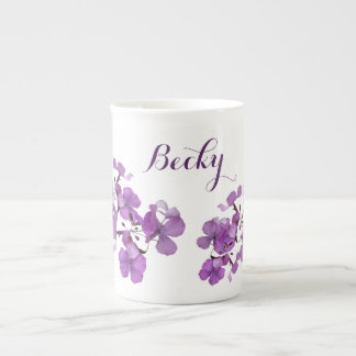 Tasse En Porcelaine Personnalisable prénom Becky violet floral style r