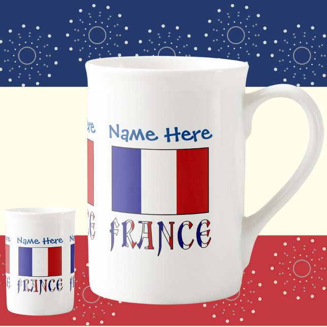 Tasse En Porcelaine Personnalisation de la France et du drapeau bleu (Créateur téléchargé)