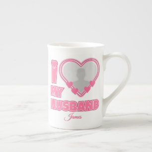 Tasse En Porcelaine Personnalisé I Love My Husband - Ajouter Photo & N