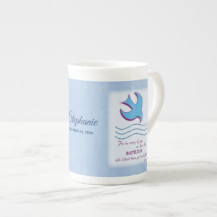 Tasse En Porcelaine Personnaliser, Adulte Baptême Dove on Blue