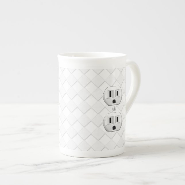 Tasse En Porcelaine Personnaliser d'amusement de la prise de courant é (Devant droit)