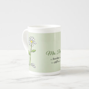 Tasse En Porcelaine Personnaliser, Merci enseignant, Fleur religieuse