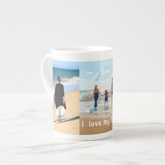 Tasse En Porcelaine Personnaliser votre famille Photo Collage Bone Chi (Devant gauche)