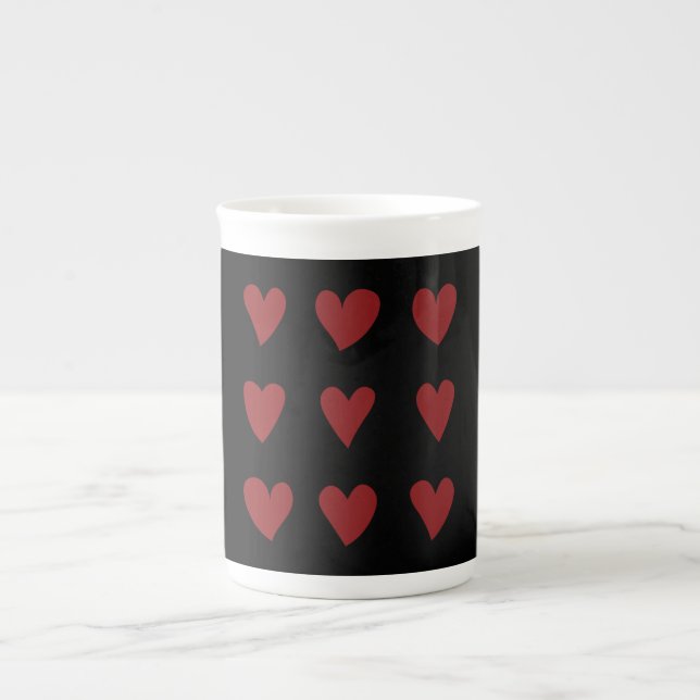 Tasse En Porcelaine Petit Coeur Rouge mignon Cadeau Saint Valentin (Devant)