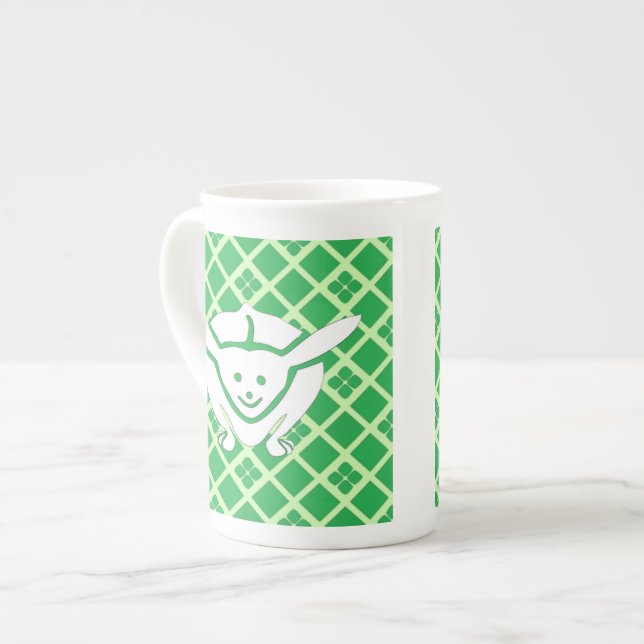 Tasse En Porcelaine Petit lapin japonais, vert (Devant gauche)