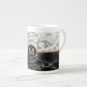 Tasse En Porcelaine Pierre noire et Marbre blanc tendance - Ajouter vo