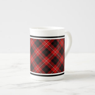 Tasse En Porcelaine Plaid rouge et noir de tartan de famille de