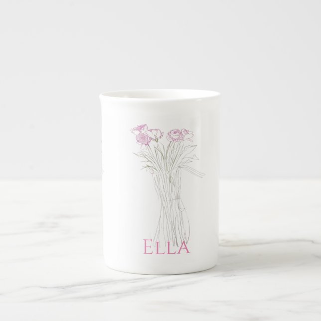 Tasse En Porcelaine Plutôt Minimale Moderne Fleur Plan Pour Les Femmes (Devant)