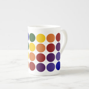 Tasse En Porcelaine Pois arc-en-ciel en blanc