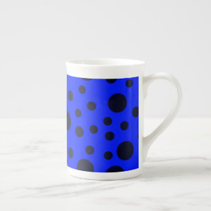 Tasse En Porcelaine Pois simple Noir moderne sur motif bleu