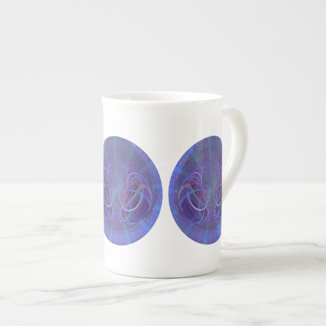 Tasse En Porcelaine Poissons Art Abstrait (Devant droit)