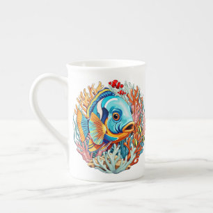 Tasse En Porcelaine Poissons Tropicaux Couleurs Vives Ambiance Estival