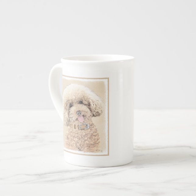 Tasse En Porcelaine Poodle Miniature Toy Apricot Crème Chien Brown Art (Devant gauche)