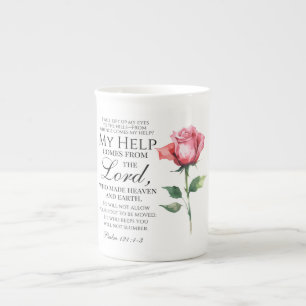 Tasse En Porcelaine Psaume 121:1-3 Je lèverai mes yeux Rose unique