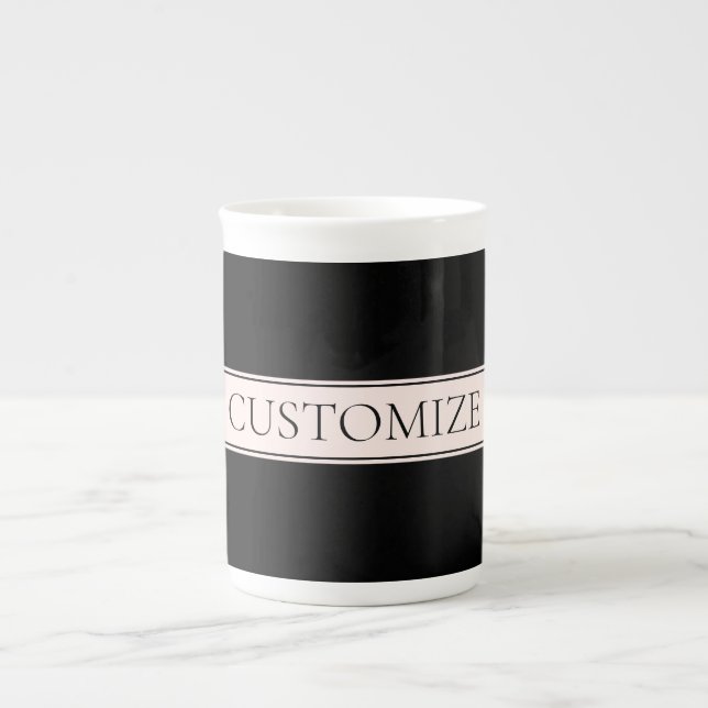 Tasse En Porcelaine Rayure rose pâle et texte éditable élégant (Devant)