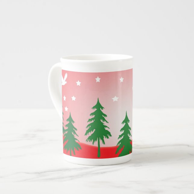 Tasse En Porcelaine Red noël neige (Devant gauche)