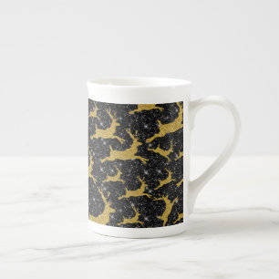 Tasse En Porcelaine Renne Doré Joyeux Noël Xmas Vacances Noir