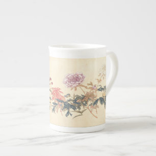 Tasse En Porcelaine Reproduction d'une peinture antique chinoise de fl