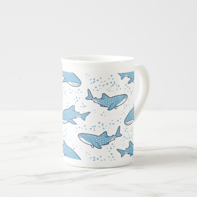 Tasse En Porcelaine Requin de baleine étoilé (lumière) (Devant droit)