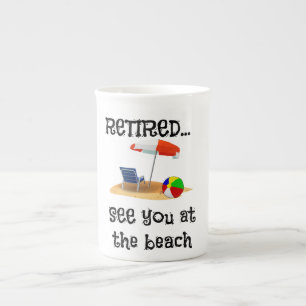 Tasse En Porcelaine Retraité...Voir à la plage
