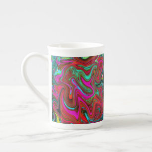 Tasse En Porcelaine Retro Super Magenta, Rouge et Bleu Art Abstrait