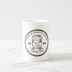 Tasse En Porcelaine Retro vintage café café logo diner brun foncé