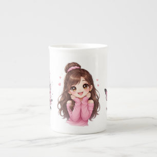 Tasse En Porcelaine Rêve éveillé rose Sourire chaleureux Sucre & Solei
