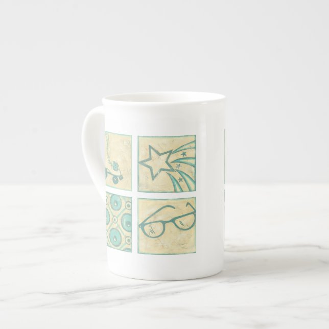 Tasse En Porcelaine Roller Rink Woodblock Dessin de Chariklia Zarris (Devant gauche)
