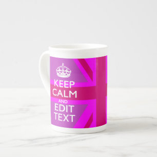 Tasse En Porcelaine Rose Chaud - Garder le calme Modifier le texte Uni