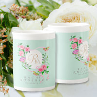 Rose rose Ruban Chic Monogramme Bleu