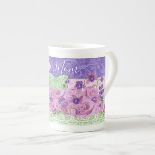 Tasse En Porcelaine Roses et violets font l'os de la Chine