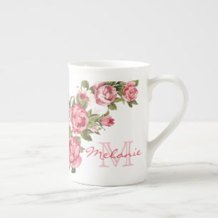 Tasse En Porcelaine Roses roses vintages rose pâle Nom des pivoines, m