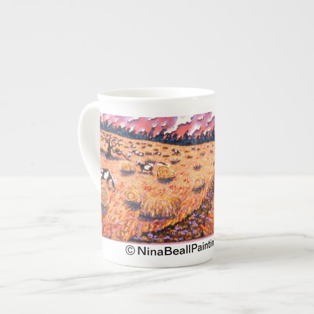 Tasse En Porcelaine "Route au Cattleguard" par NinaBeallPaintings (Devant gauche)