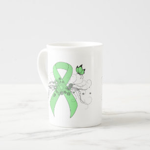 Tasse En Porcelaine Ruban vert clair avec papillon
