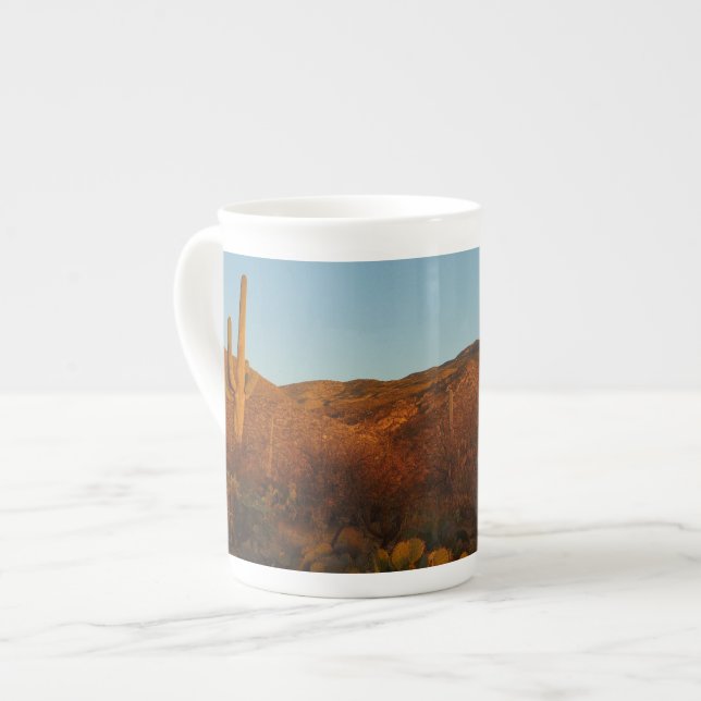 Tasse En Porcelaine Saguaro Sunset I Arizona Désert Paysage (Devant gauche)