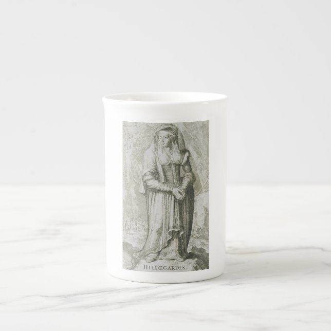 Tasse En Porcelaine Sainte Hildegarde de Bingen Art Mystique Médiéval (Devant)