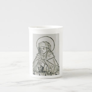 Tasse En Porcelaine Sainte Monique Ligne d'Art Minimaliste Médiéval