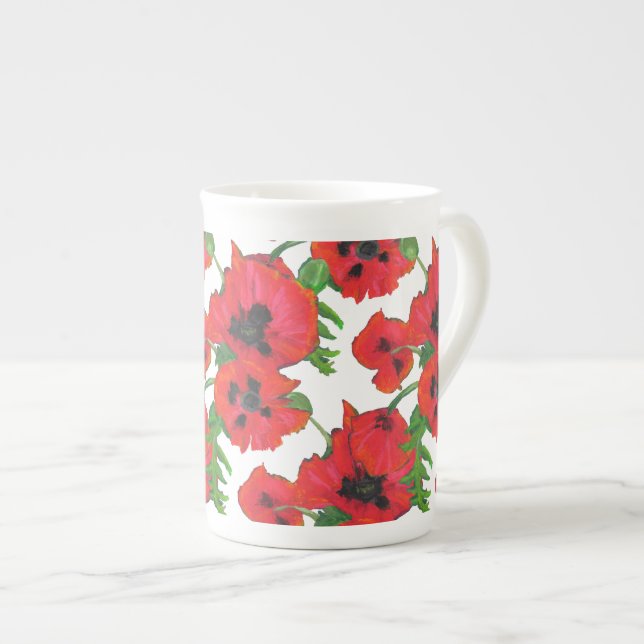Tasse En Porcelaine Scarlet Oriental Poppies (Devant droit)