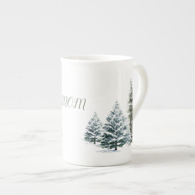 Tasse En Porcelaine Scène d'hiver personnalisée (Devant droit)