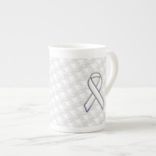 Tasse En Porcelaine Sensibilisation au ruban blanc sur le socle imprim