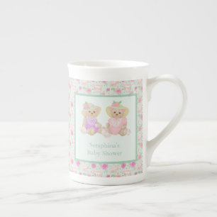 Tasse En Porcelaine Shabby Mint Teddy Bear Tea Party Baby shower