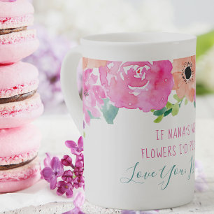 Tasse En Porcelaine Si Nana's étaient le poème des fleurs Aquarelle 