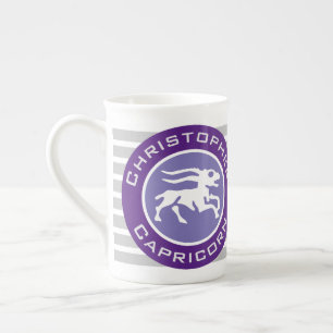 Tasse En Porcelaine Signe du zodiaque Capricorne avec le nom du propri