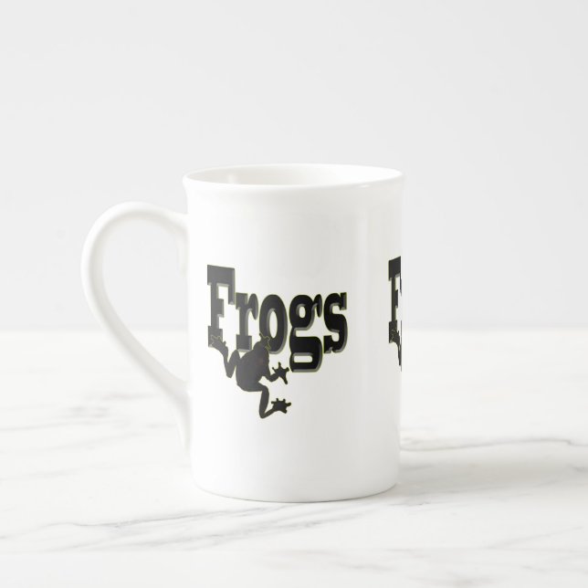 Tasse En Porcelaine Silhouette d'une Escalade de grenouille dans le mo (Gauche)