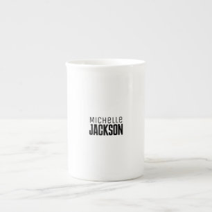 Tasse En Porcelaine Simple minimaliste Moderne Votre Nom Message