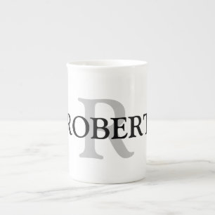 Tasse En Porcelaine simple minimum ajouter votre nom MONOGRAM GROOMSME