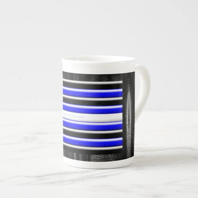 Tasse En Porcelaine SlipperyJoe's Gay Leather Pride drapeau royal noir (Devant droit)