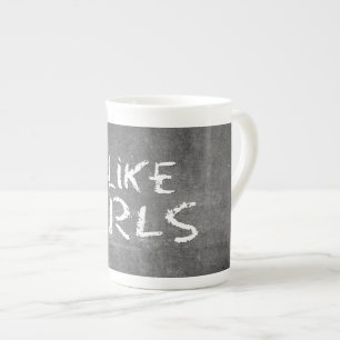 Tasse En Porcelaine SlipperyJoe's J'aime les filles tableau noir sale 